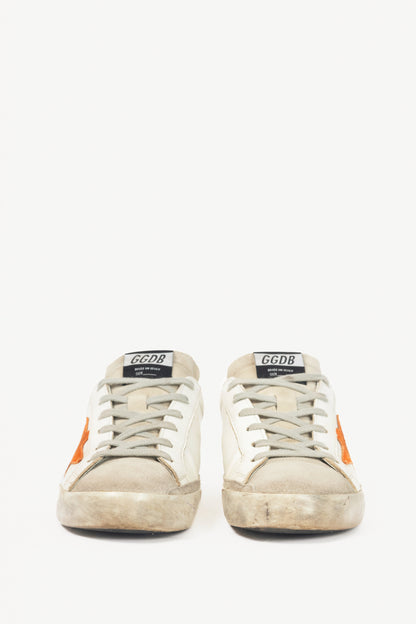 Golden Goose Superstar White Suede-Trim Lace-Up Sneakers