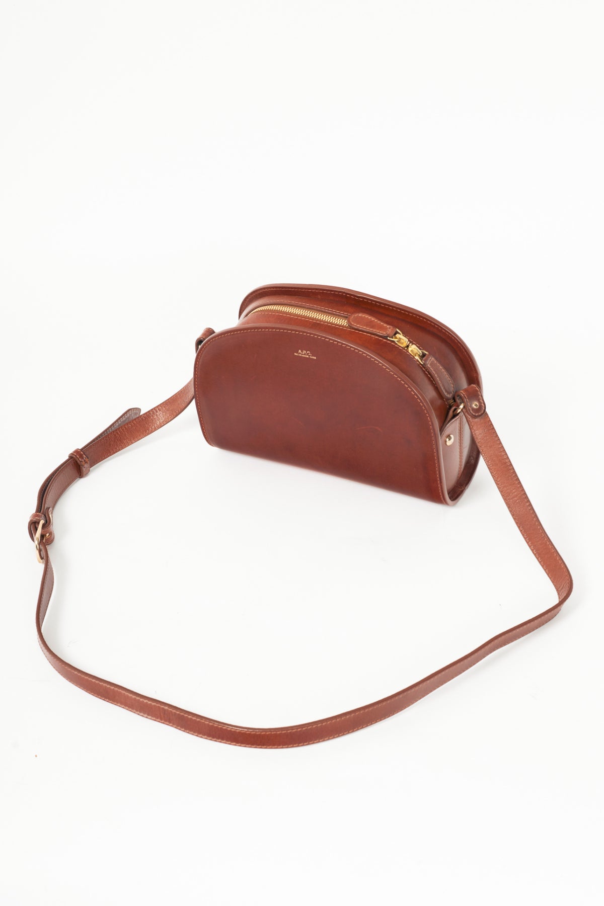 A.P.C. Demi-Lune Noisette Leather Shoulder Bag