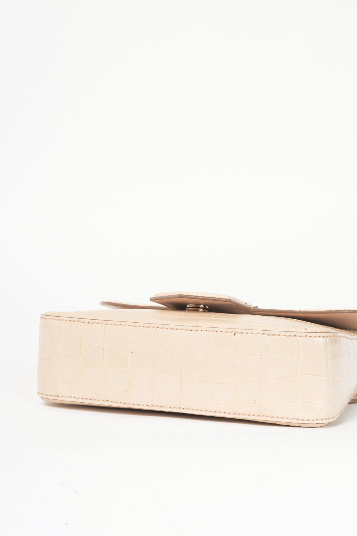 Givenchy Nobile Small Nude Pink Croc-Embossed Leather Flap Crossbody