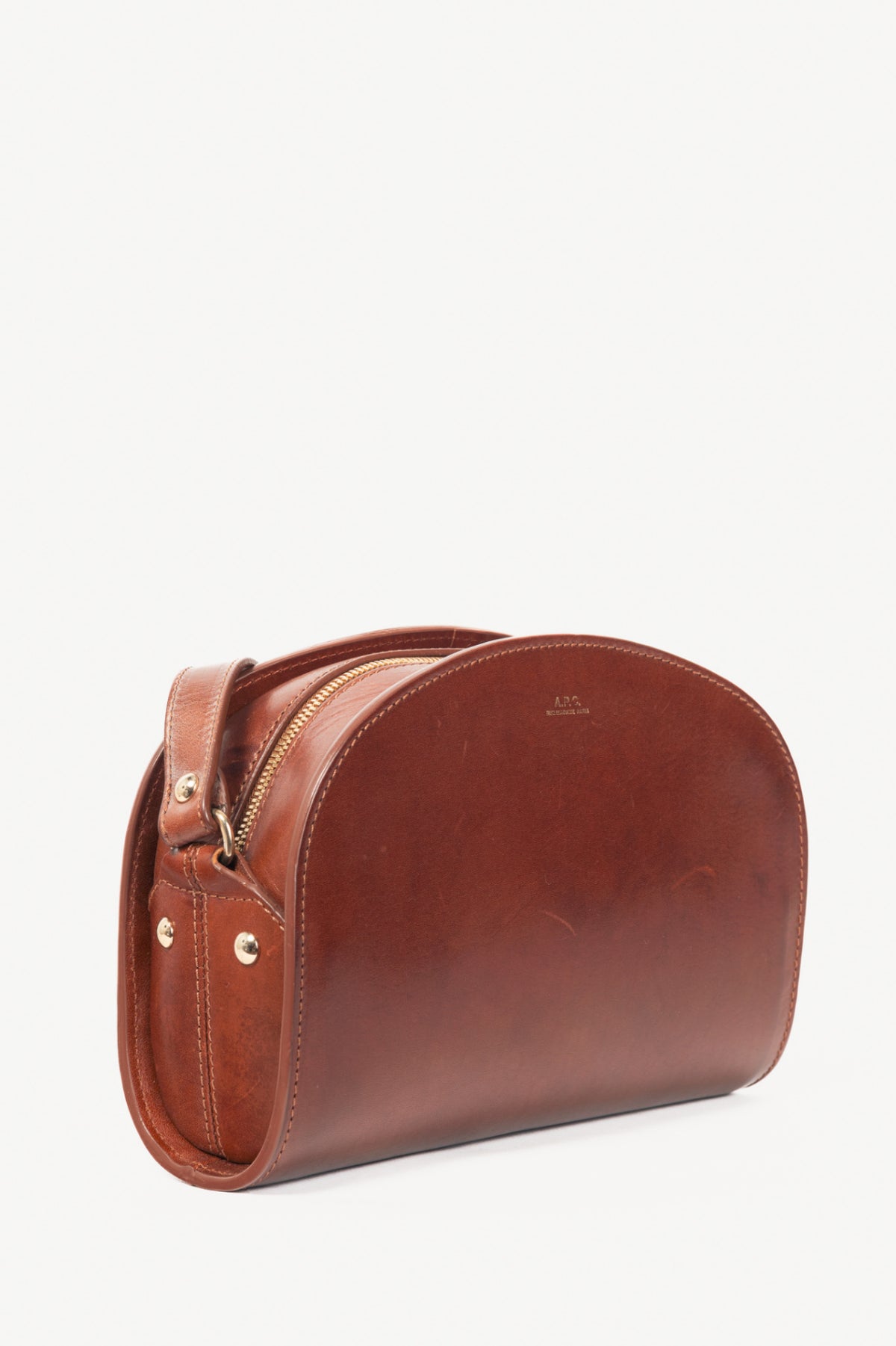 A.P.C. Demi-Lune Noisette Leather Shoulder Bag
