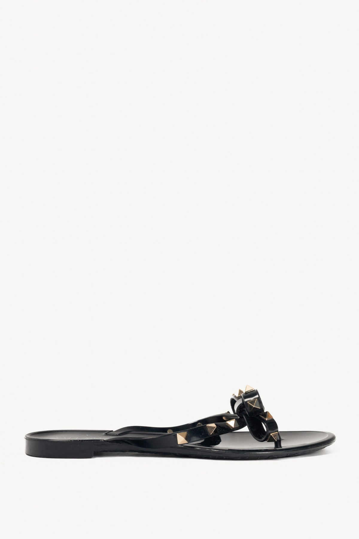 Valentino Garavani Nero Rockstud Bow Jelly Thong Sandals 