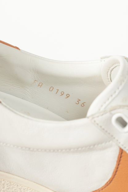 Celine Triomphe "Off-White & Beige" Calfskin Low Lace-Up Sneakers