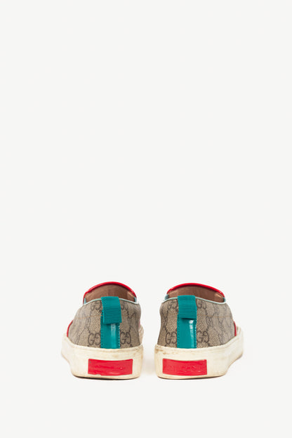 Gucci Beige & Ebony GG-Supreme Canvas Slip-On Sneakers