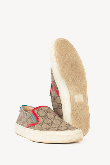Gucci Beige & Ebony GG-Supreme Canvas Slip-On Sneakers