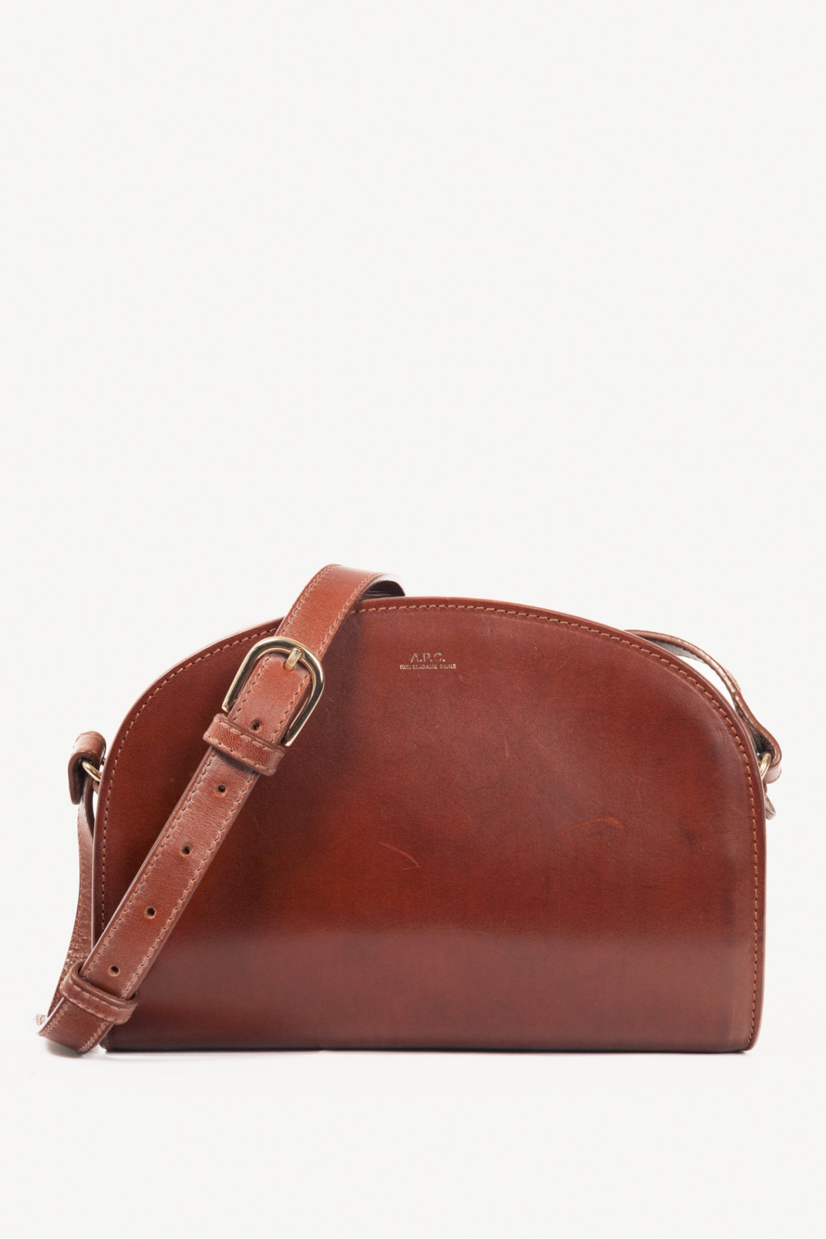A.P.C. Demi-Lune Noisette Leather Shoulder Bag