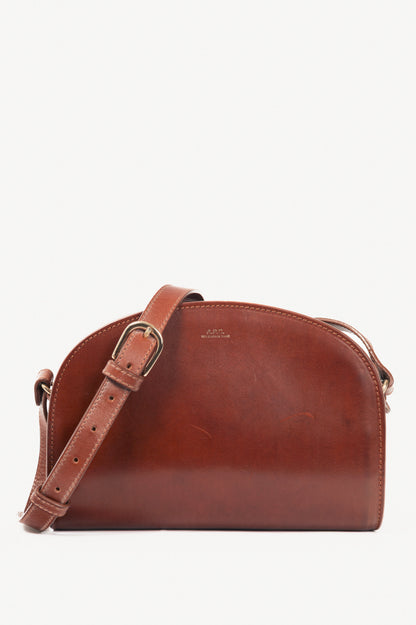 A.P.C. Demi-Lune Noisette Leather Shoulder Bag