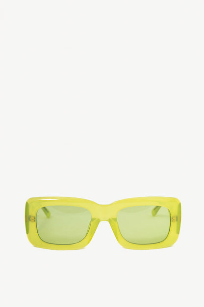 The Attico x Linda Farrow Marfa Green Acetate Rectangle Sunglasses