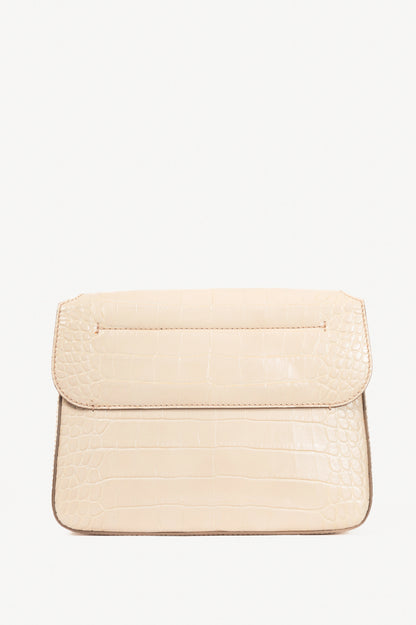 Givenchy Nobile Small Nude Pink Croc-Embossed Leather Flap Crossbody
