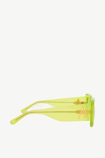 The Attico x Linda Farrow Marfa Green Acetate Rectangle Sunglasses