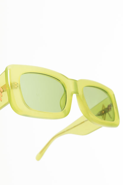 The Attico x Linda Farrow Marfa Green Acetate Rectangle Sunglasses