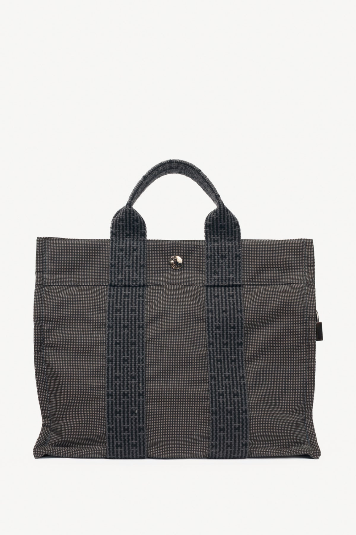 Hermes Herline PM Graphite Canvas H-Tape Tote