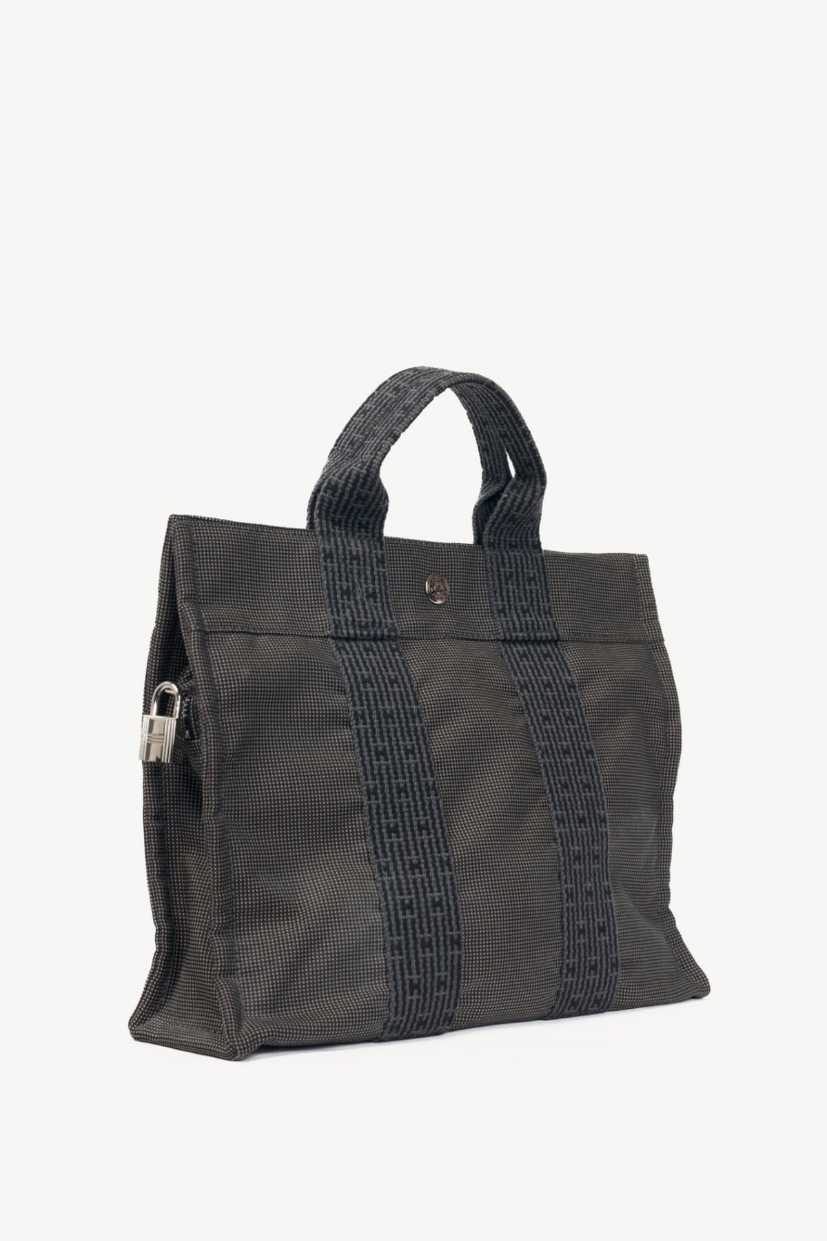 Hermes Herline PM Graphite Canvas H-Tape Tote