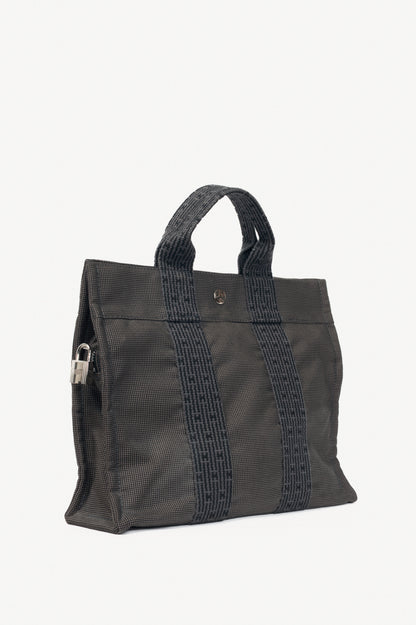 Hermes Herline PM Graphite Canvas H-Tape Tote