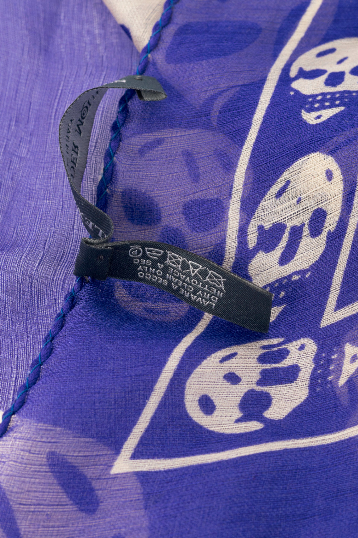 Alexander McQueen Purple & White Skull-Print Silk-Gauze Scarf