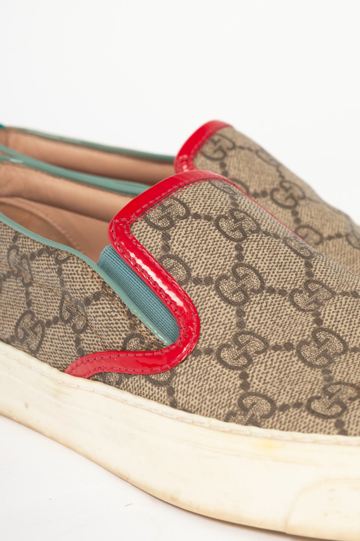 Gucci Beige & Ebony GG-Supreme Canvas Slip-On Sneakers