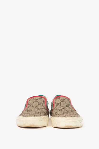 Gucci Beige & Ebony GG-Supreme Canvas Slip-On Sneakers
