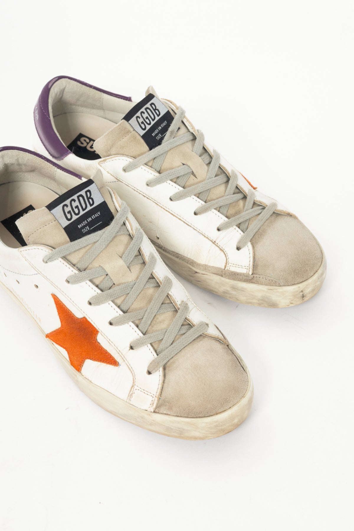 Golden Goose Superstar White Suede-Trim Lace-Up Sneakers
