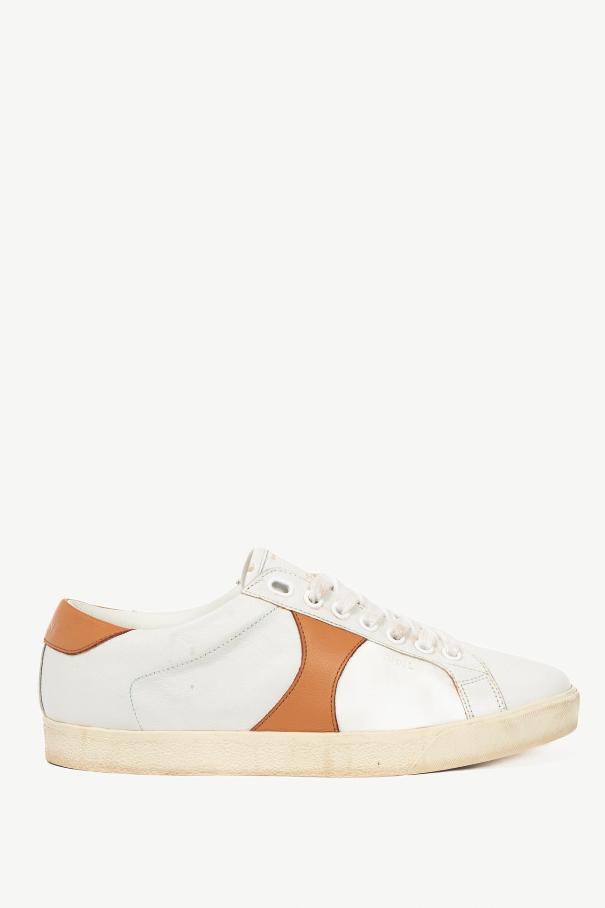 Celine Triomphe "Off-White & Beige" Calfskin Low Lace-Up Sneakers