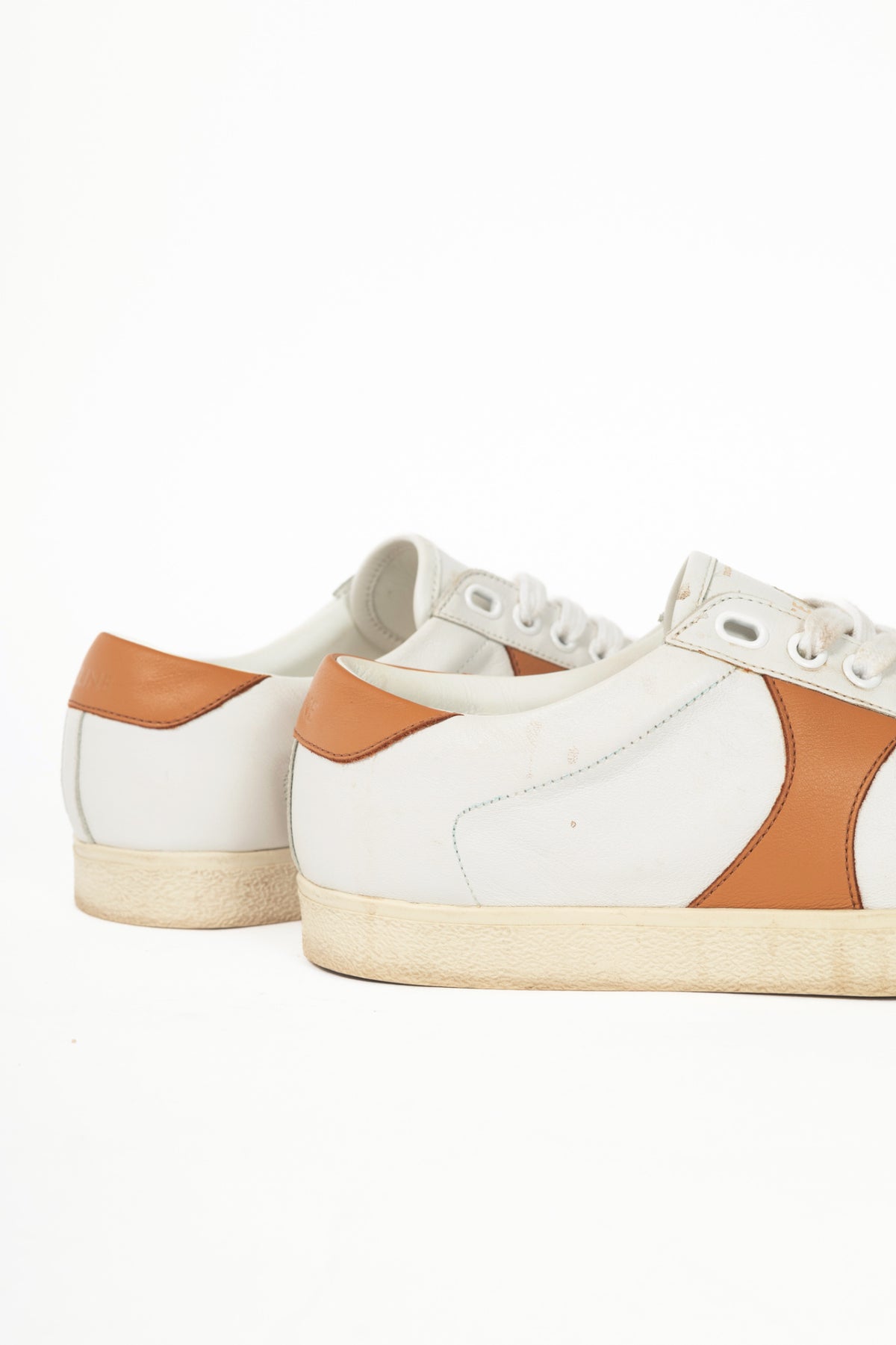 Celine Triomphe "Off-White & Beige" Calfskin Low Lace-Up Sneakers