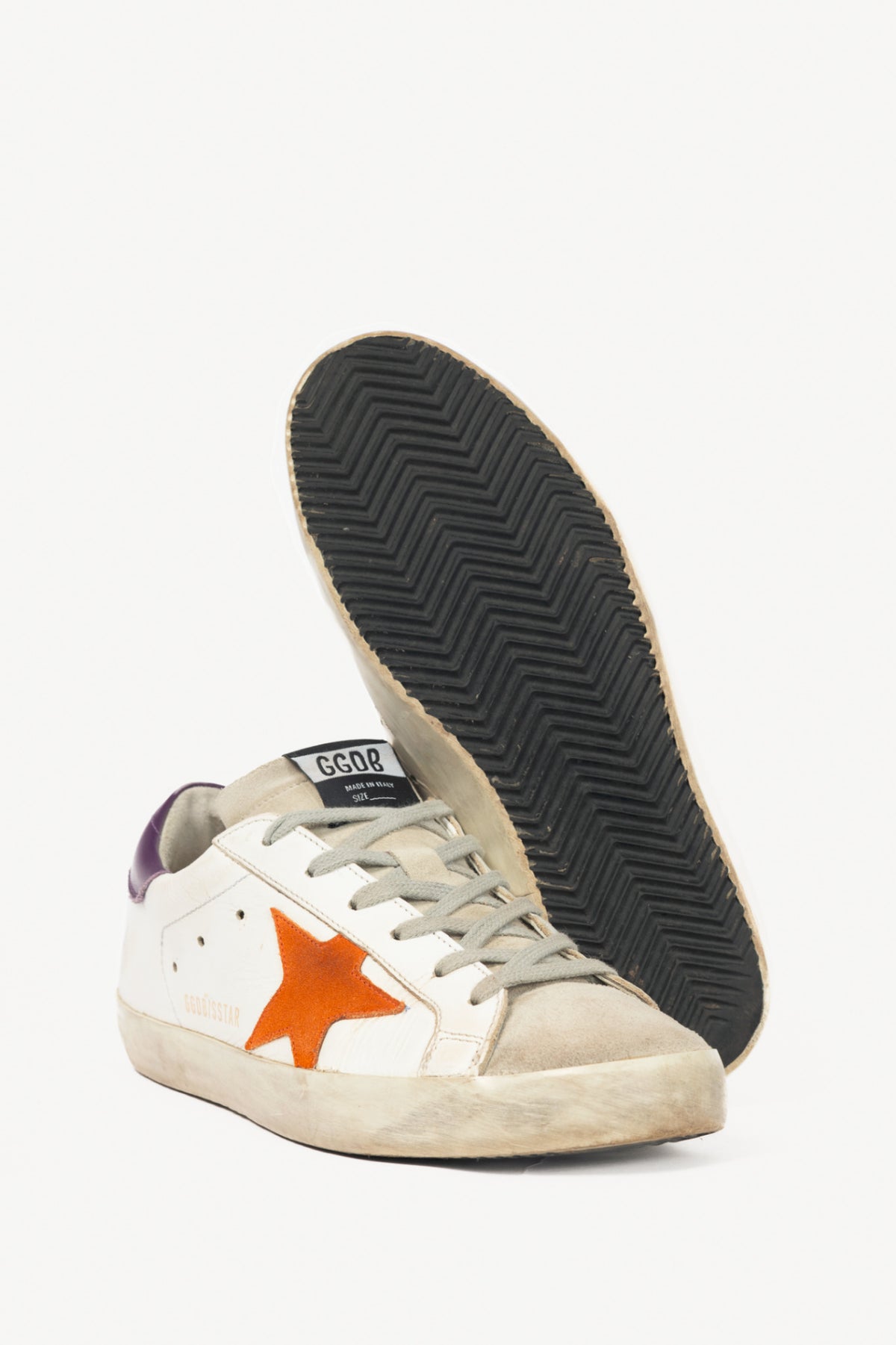 Golden Goose Superstar White Suede-Trim Lace-Up Sneakers