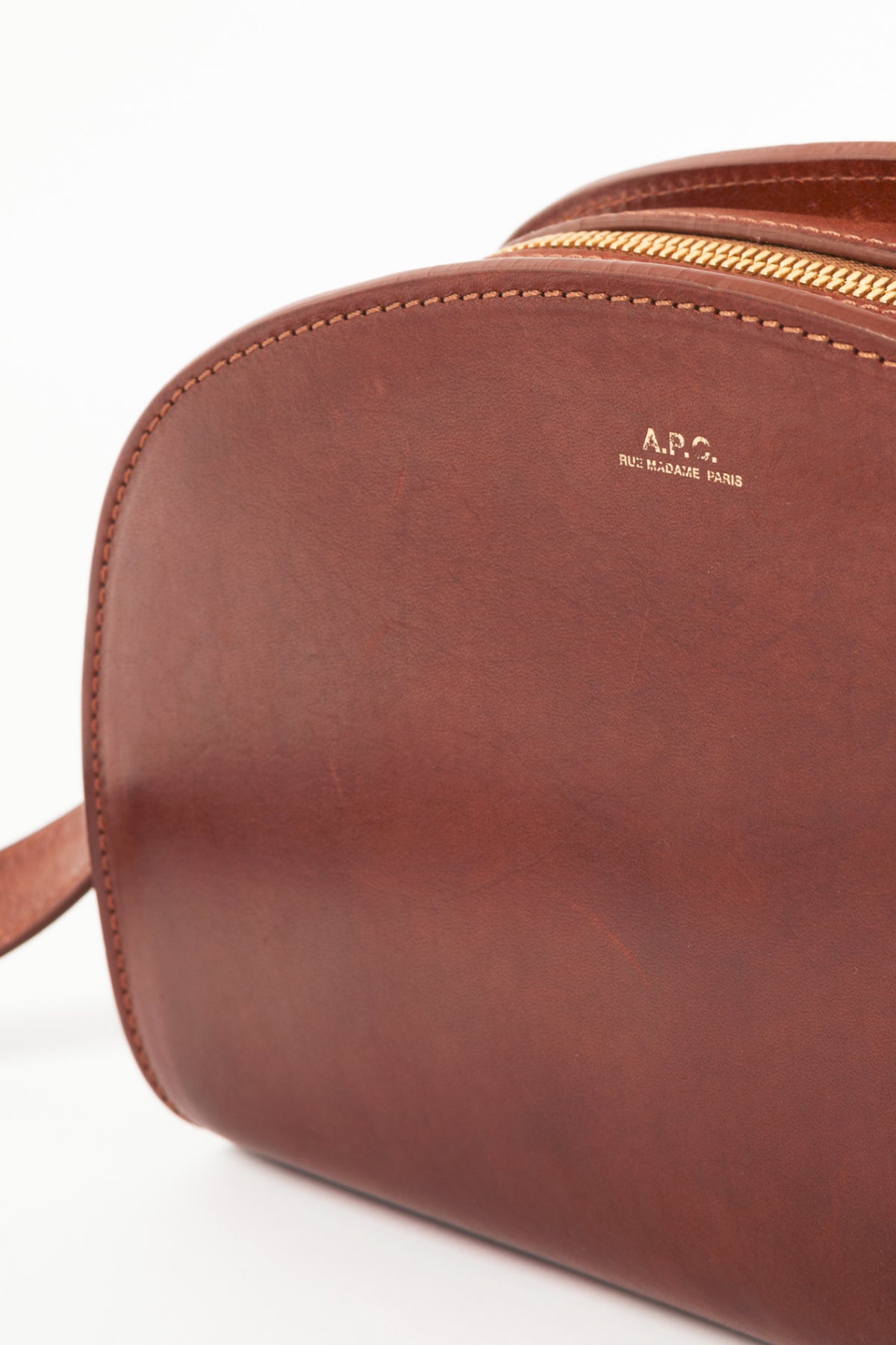 A.P.C. Demi-Lune Noisette Leather Shoulder Bag