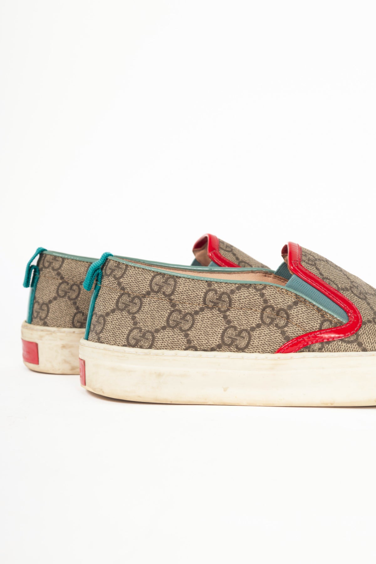 Gucci Beige & Ebony GG-Supreme Canvas Slip-On Sneakers