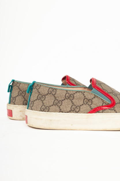 Gucci Beige & Ebony GG-Supreme Canvas Slip-On Sneakers