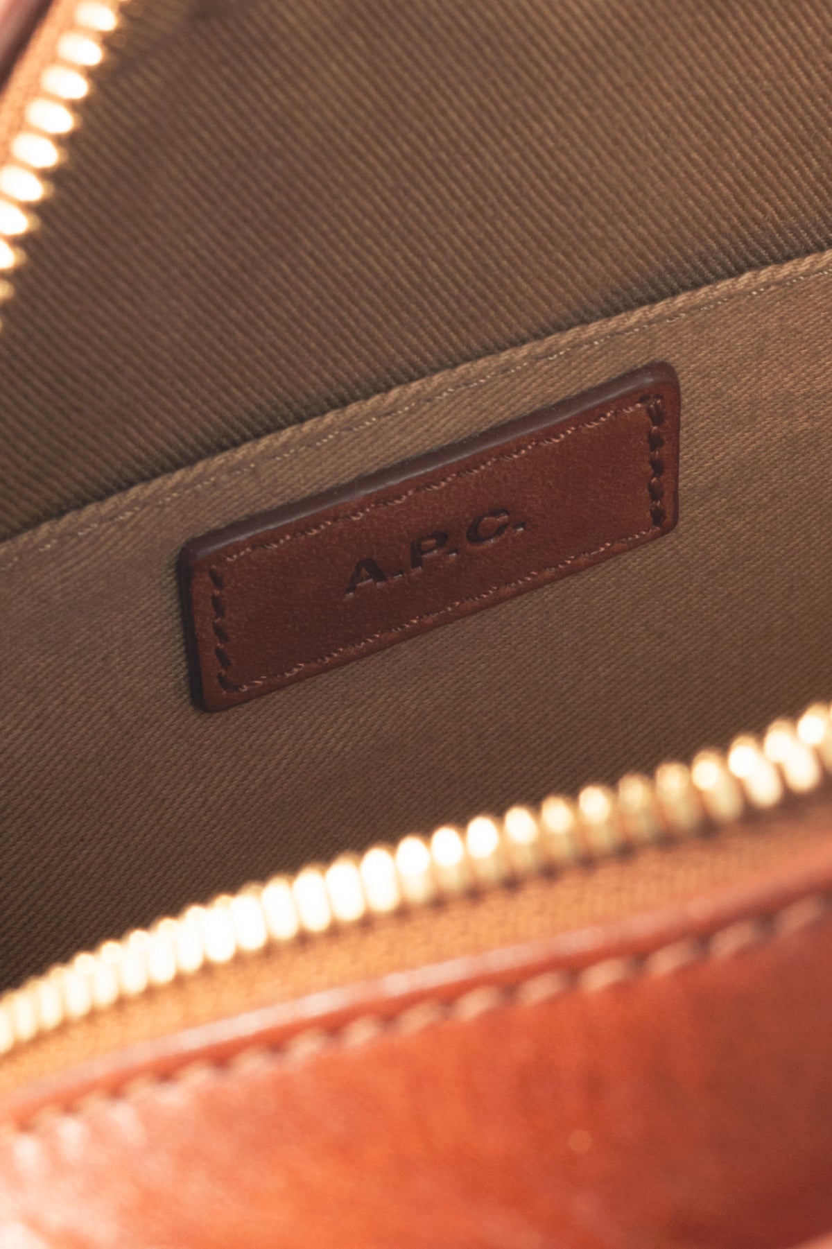 A.P.C. Demi-Lune Noisette Leather Shoulder Bag