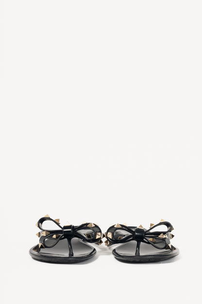 Valentino Garavani Nero Rockstud Bow Jelly Thong Sandals 