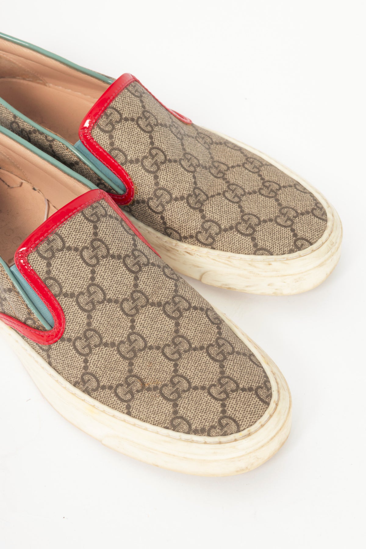 Gucci Beige & Ebony GG-Supreme Canvas Slip-On Sneakers