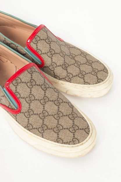 Gucci Beige & Ebony GG-Supreme Canvas Slip-On Sneakers