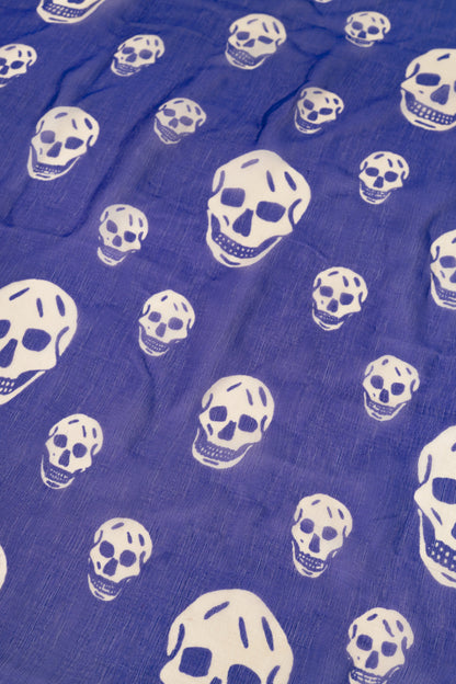 Alexander McQueen Purple & White Skull-Print Silk-Gauze Scarf