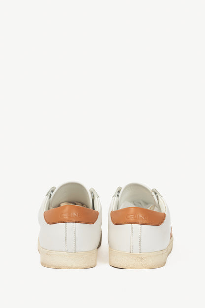 Celine Triomphe "Off-White & Beige" Calfskin Low Lace-Up Sneakers