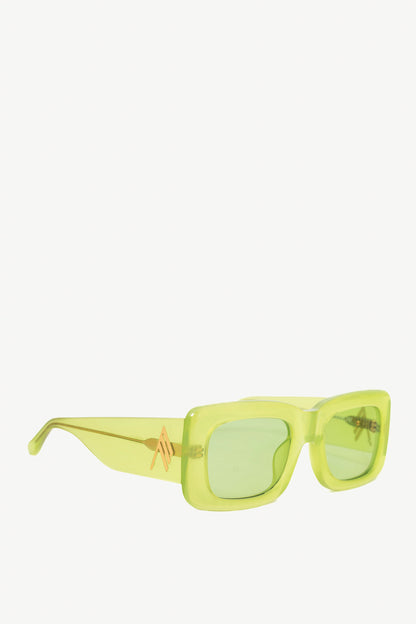 The Attico x Linda Farrow Marfa Green Acetate Rectangle Sunglasses
