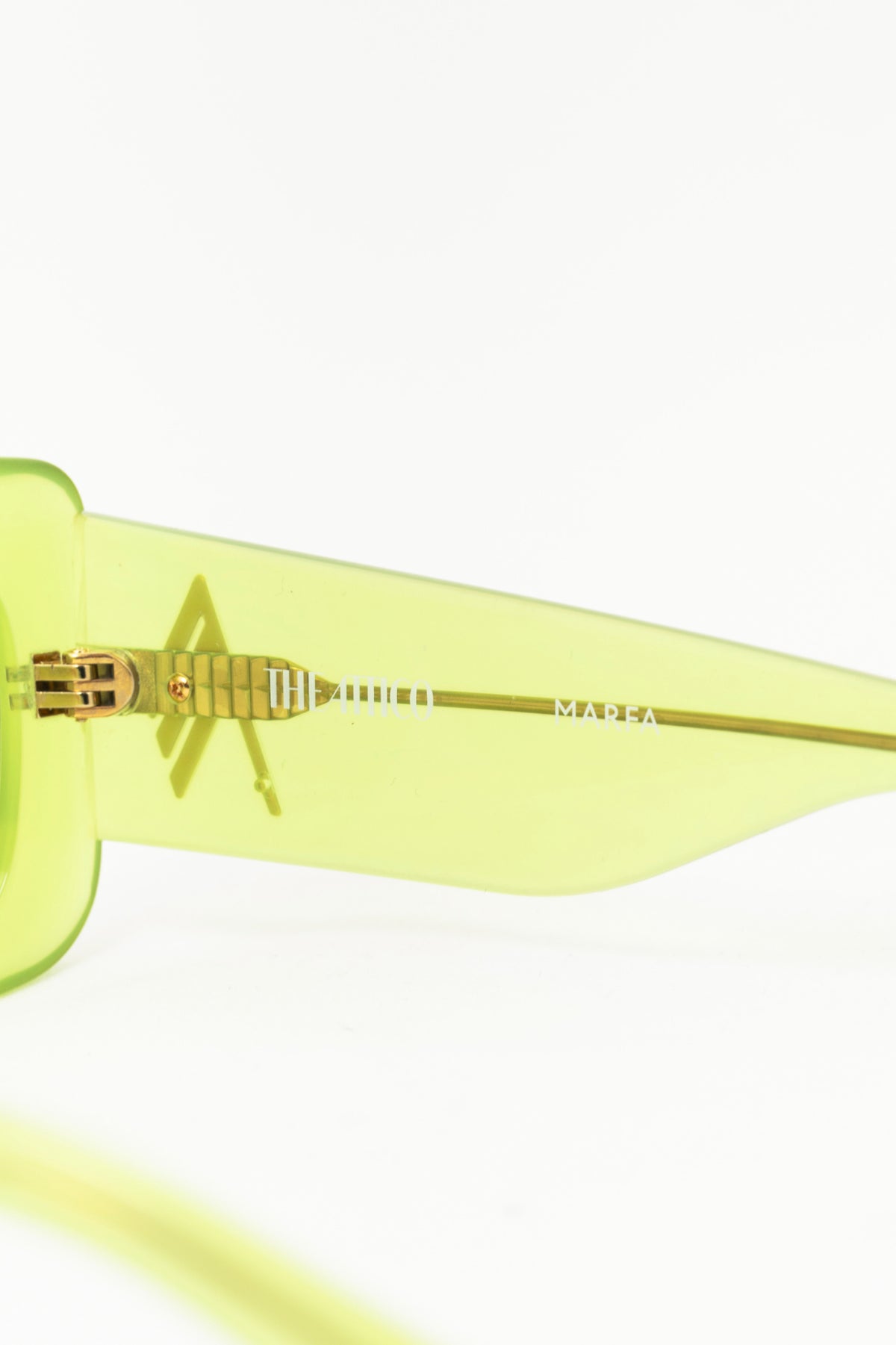 The Attico x Linda Farrow Marfa Green Acetate Rectangle Sunglasses