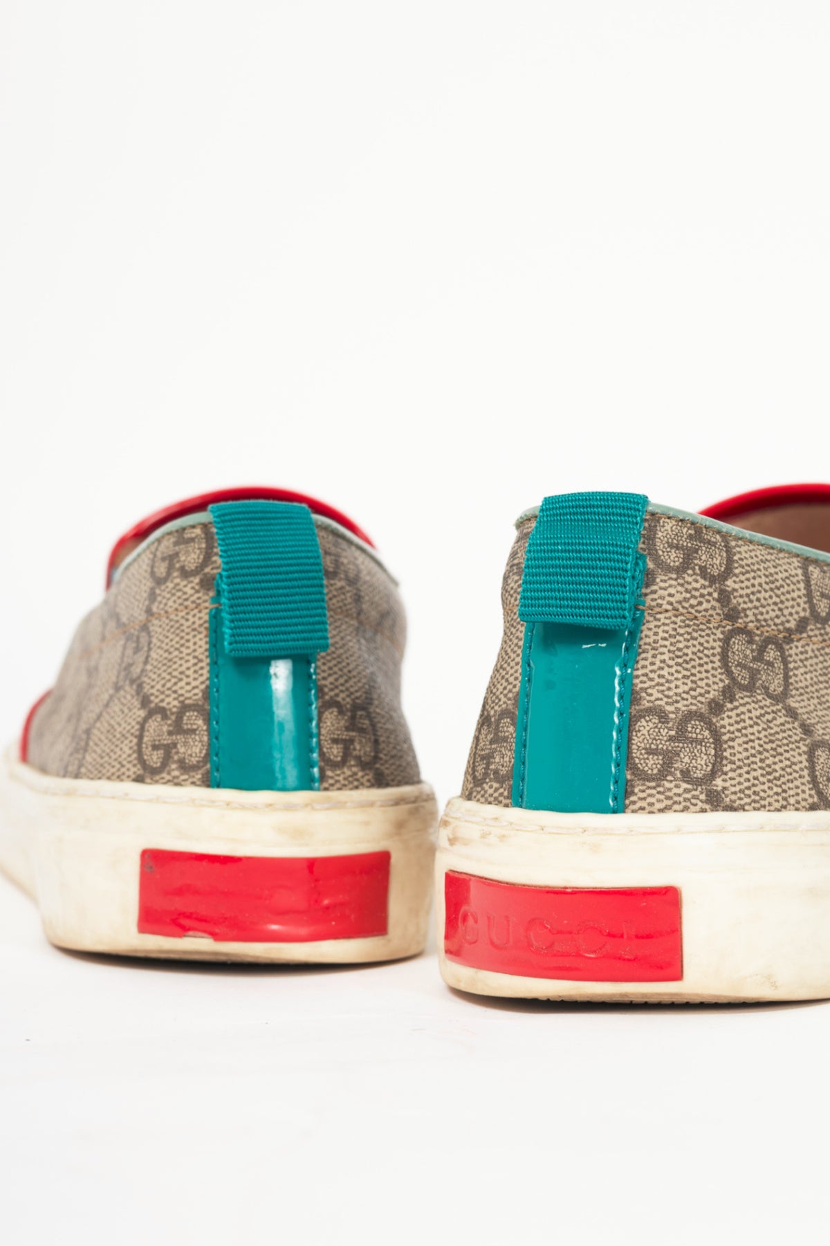 Gucci Beige & Ebony GG-Supreme Canvas Slip-On Sneakers
