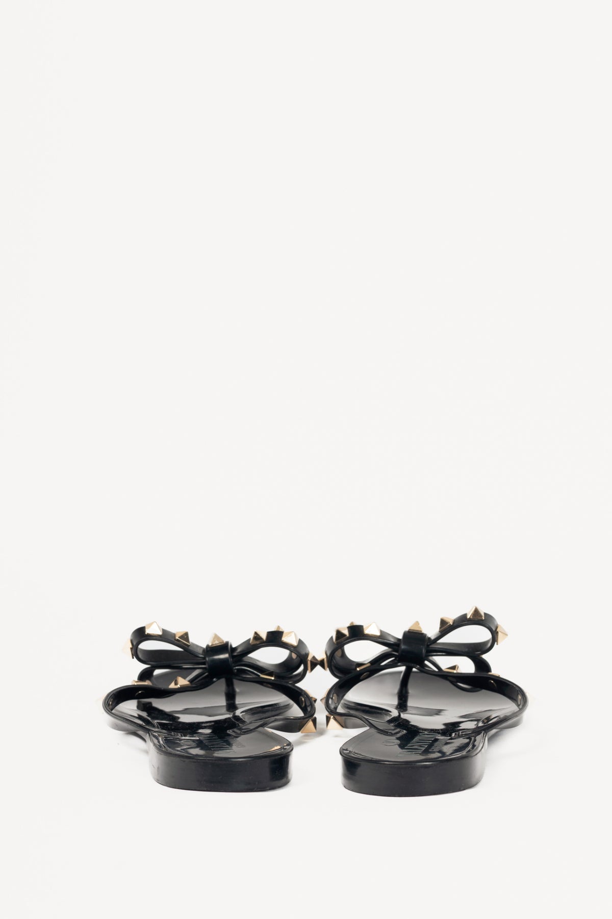 Valentino Garavani Nero Rockstud Bow Jelly Thong Sandals 