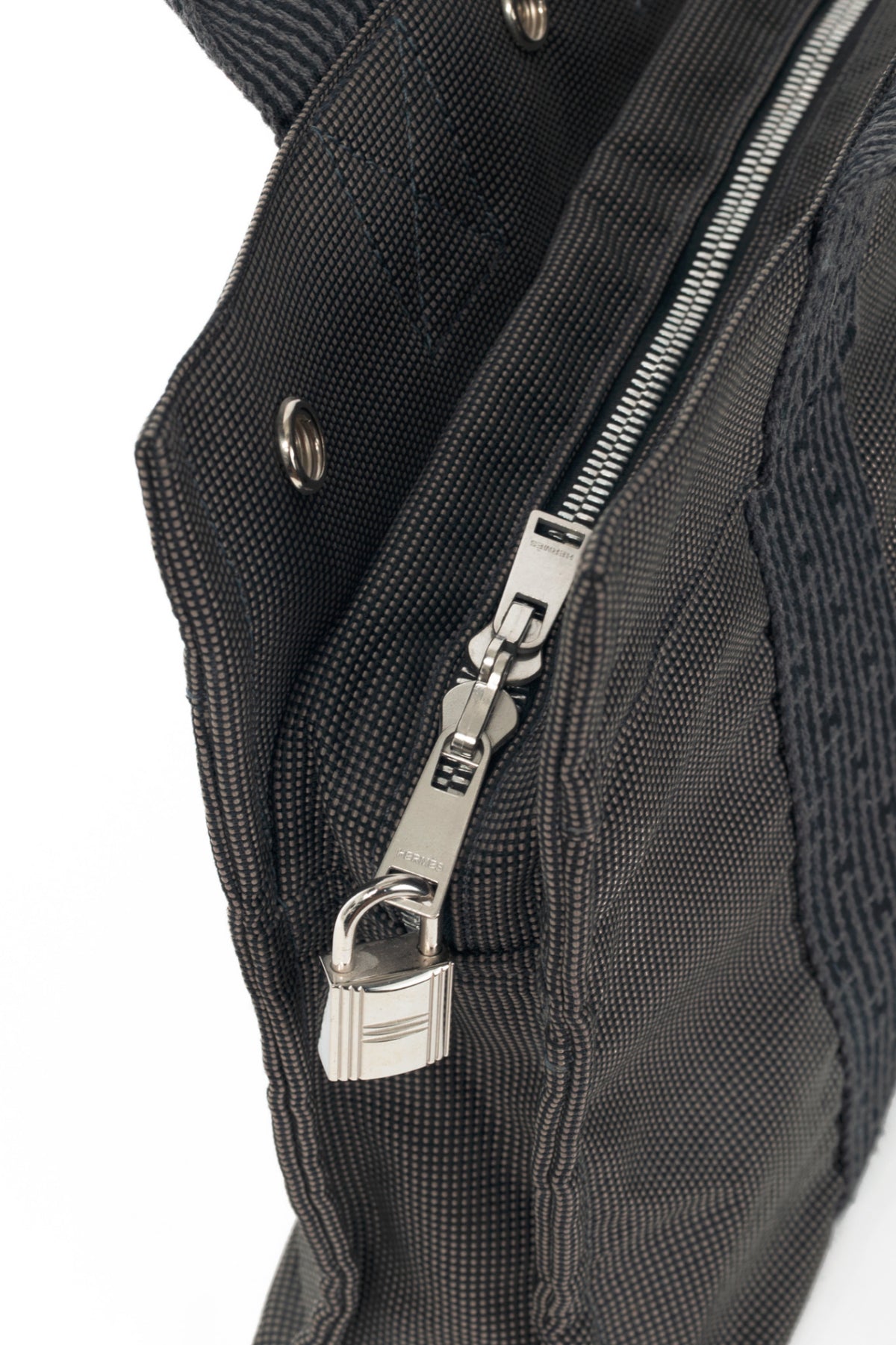 Hermes Herline PM Graphite Canvas H-Tape Tote