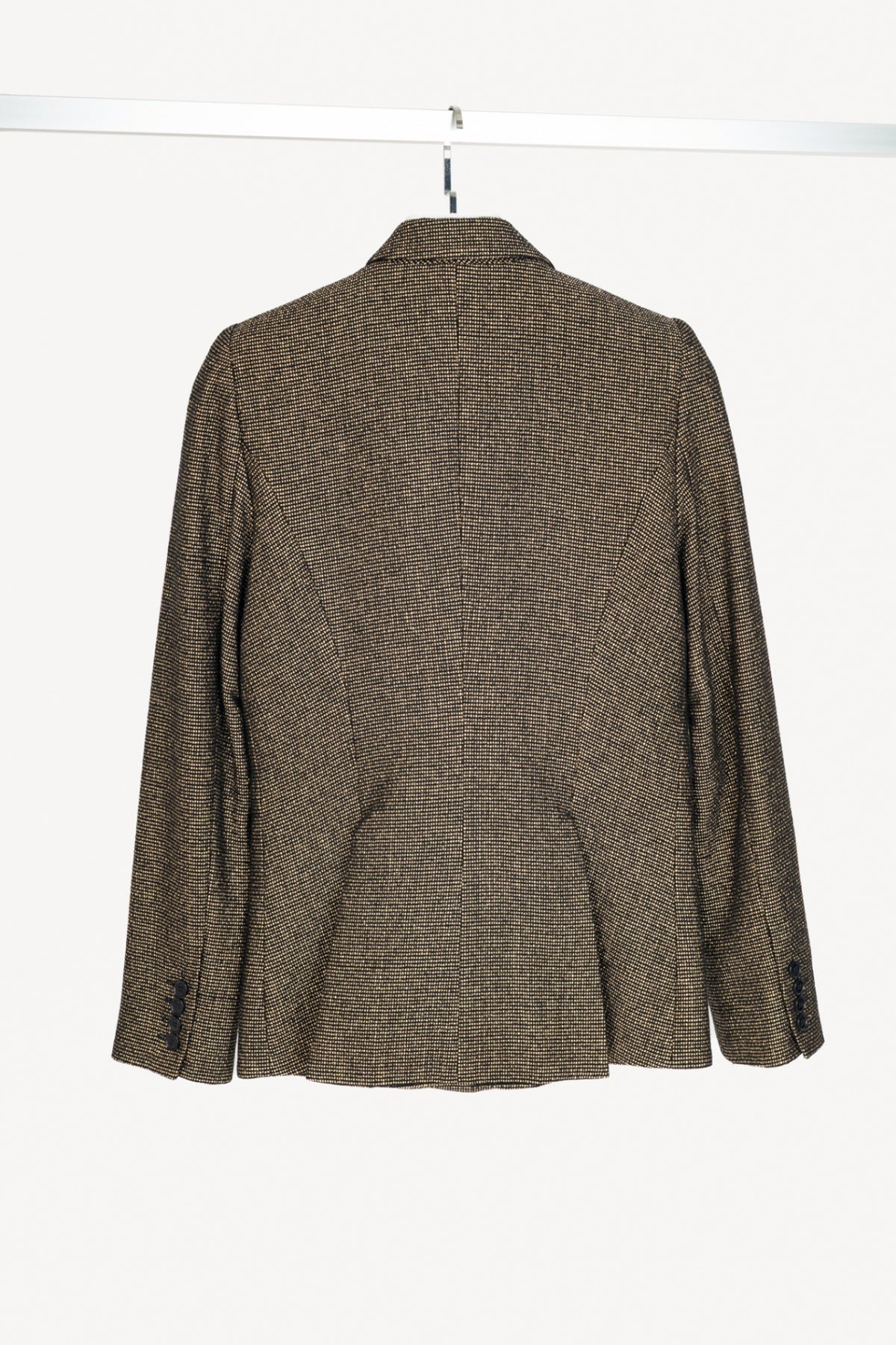Smythe Metallic Gold Micro-Dot Peak Lapel Collar Blazer