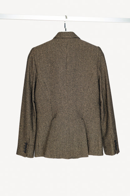 Smythe Metallic Gold Micro-Dot Peak Lapel Collar Blazer