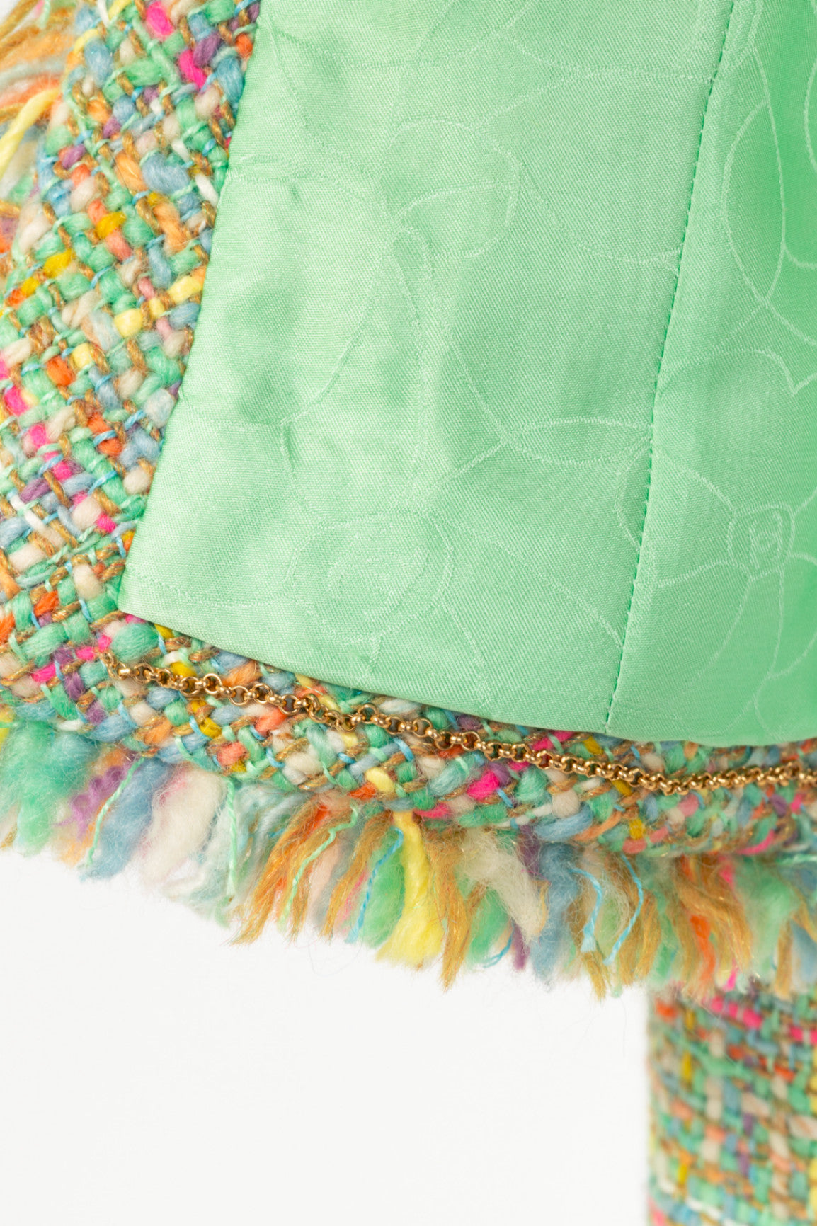 Chanel 01A Mint-Green Wool-Tweed Rosette-Trim Jacket
