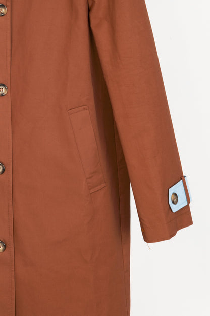 Susy Mix Cuoio Cotton-Poplin Blue-Trim Mackintosh Coat