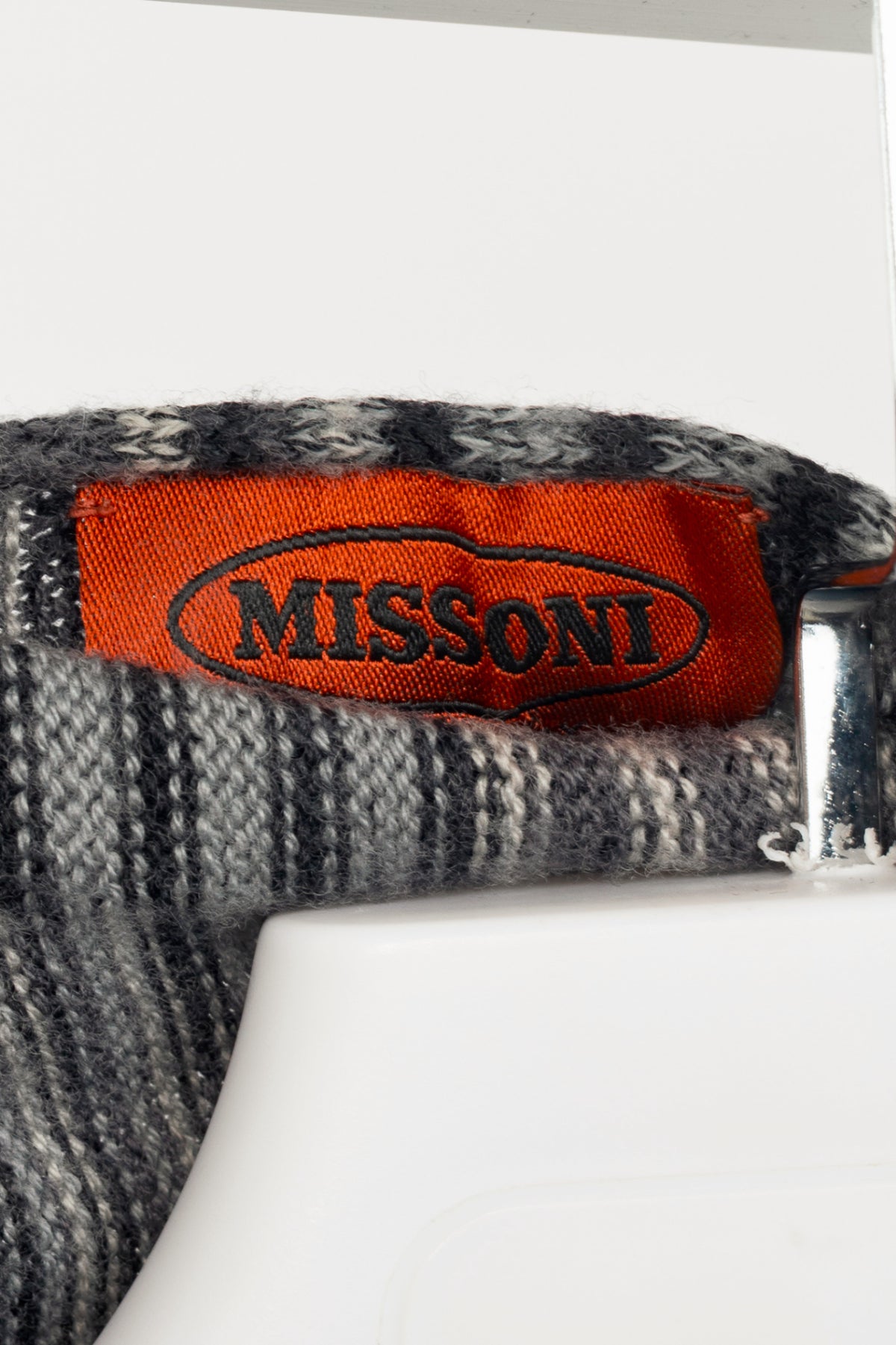 Missoni Grey Striped-Knit Shawl