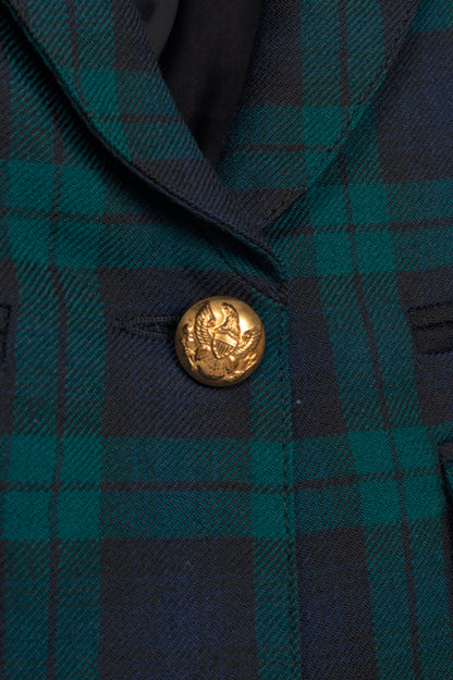 Smythe Green Plaid Wool-Flannel Peak Lapel Blazer