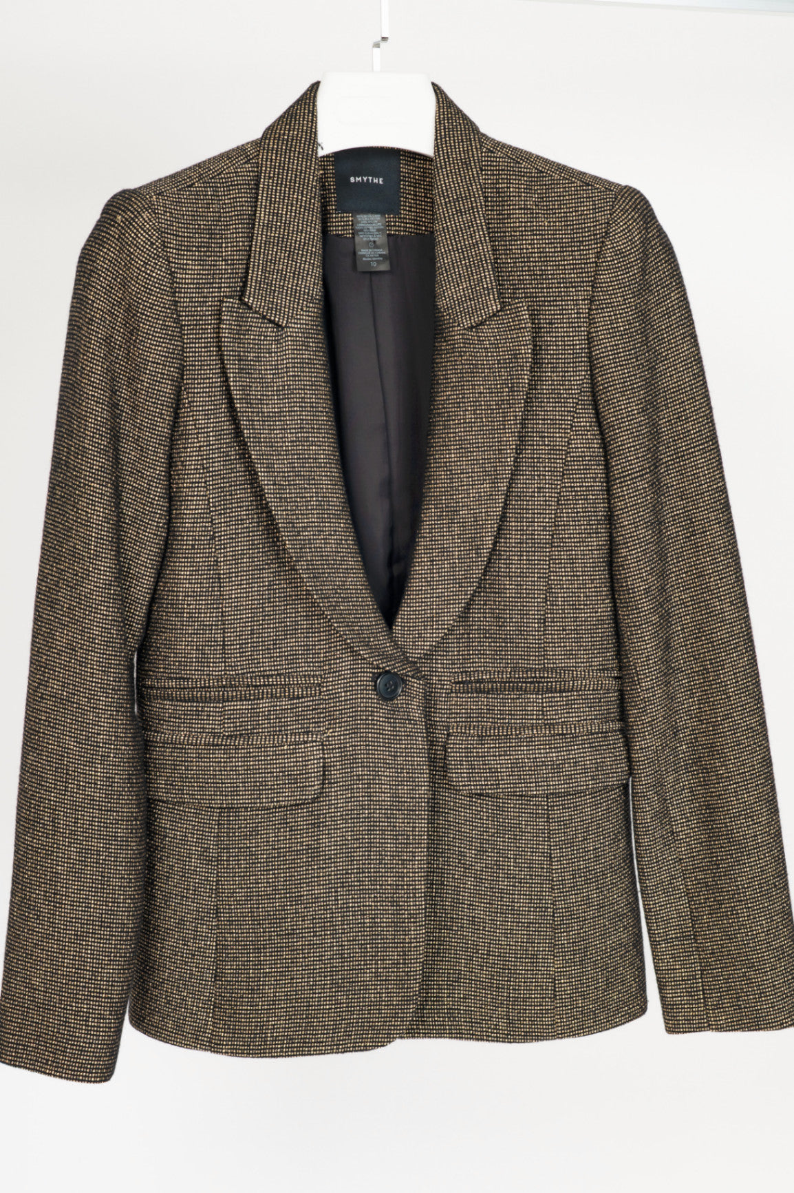 Smythe Metallic Gold Micro-Dot Peak Lapel Collar Blazer