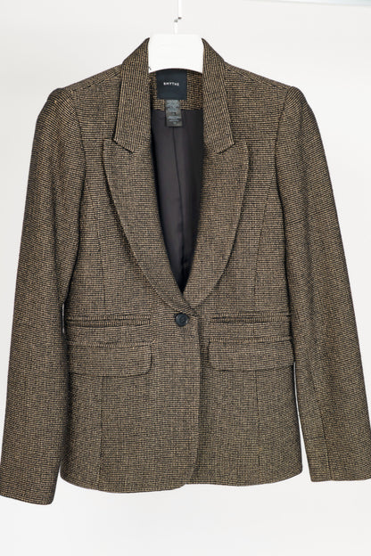 Smythe Metallic Gold Micro-Dot Peak Lapel Collar Blazer