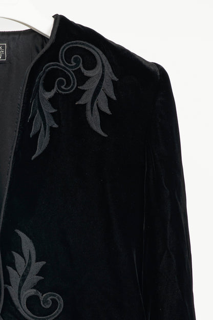 Wayne Clarke for Holt Renfrew Vintage Black Velvet Embroidered Cropped Jacket