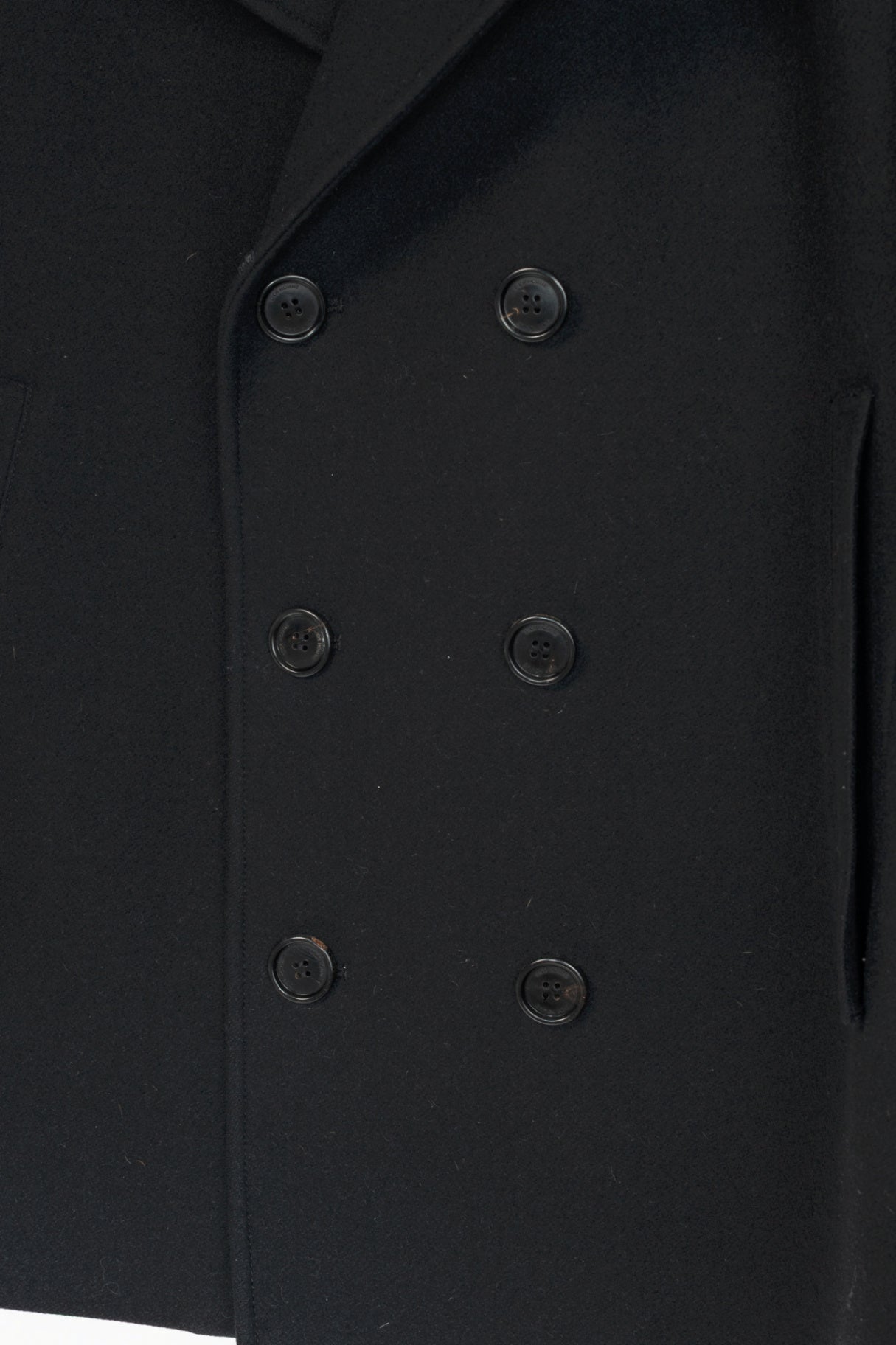 Dior Black Wool-Blend Short Double-Breasted Peacoat