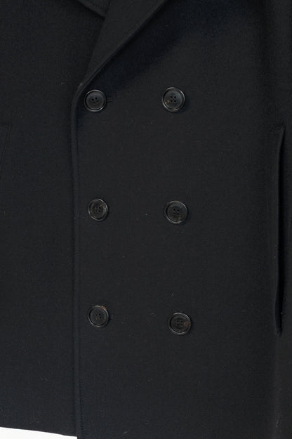 Dior Black Wool-Blend Short Double-Breasted Peacoat