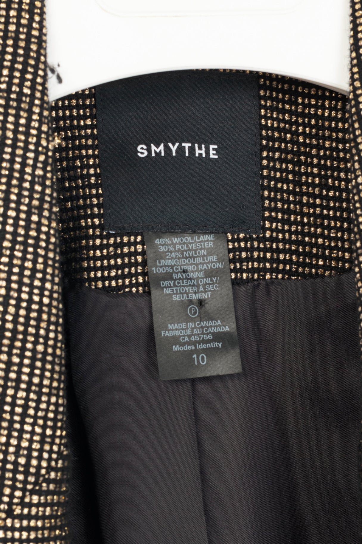 Smythe Metallic Gold Micro-Dot Peak Lapel Collar Blazer